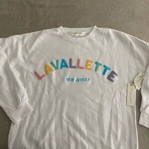 NWT Jersey Shore Lavallette Women’s Sweatshirt - White with Rainbow Letters